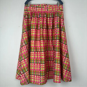 7th Avenue Women’s A-Line Skirt Size 14 Pink Plaid Kitschy Dopamine Dressing